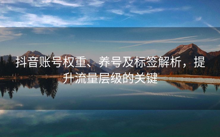 抖音账号权重、养号及标签解析，提升流量层级的关键