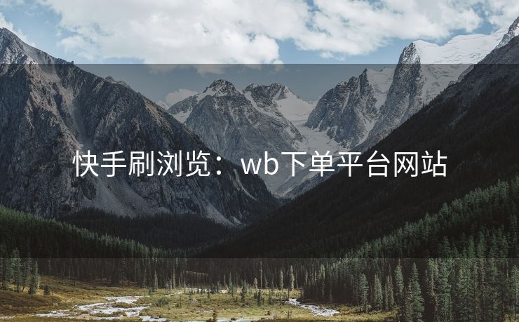 快手刷浏览：wb下单平台网站