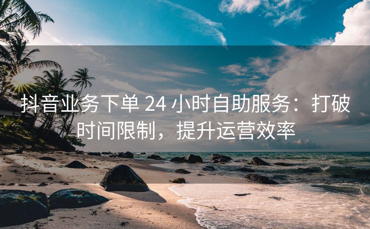 抖音业务下单 24 小时自助服务：打破时间限制，提升运营效率