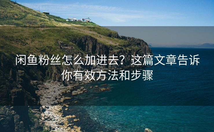 闲鱼粉丝怎么加进去？这篇文章告诉你有效方法和步骤