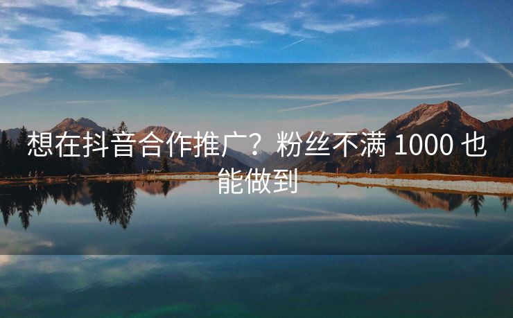 想在抖音合作推广？粉丝不满 1000 也能做到