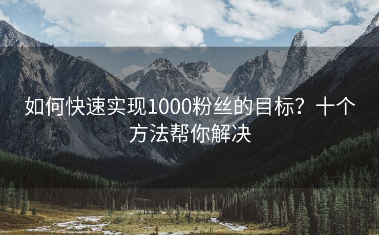 如何快速实现1000粉丝的目标？十个方法帮你解决