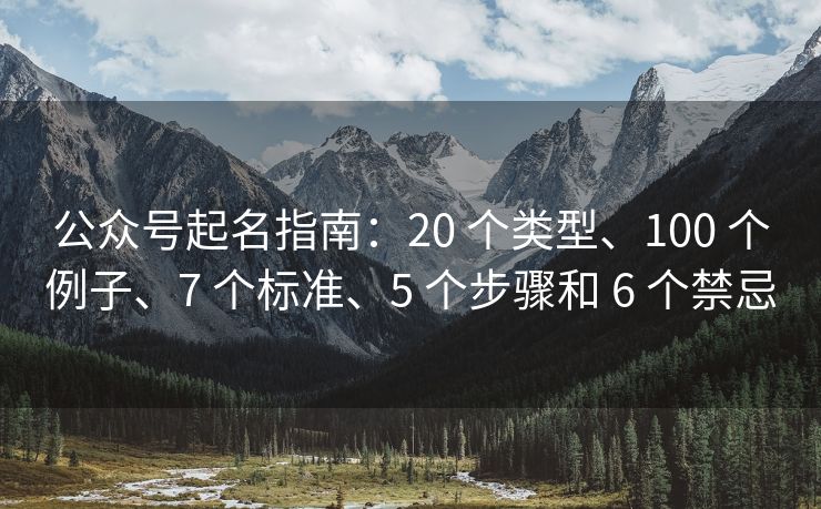 公众号起名指南：20 个类型、100 个例子、7 个标准、5 个步骤和 6 个禁忌