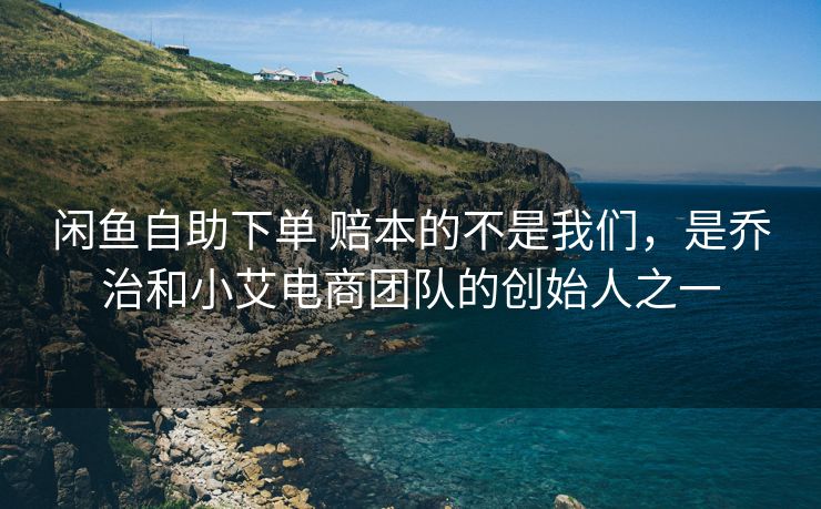 闲鱼自助下单 赔本的不是我们，是乔治和小艾电商团队的创始人之一