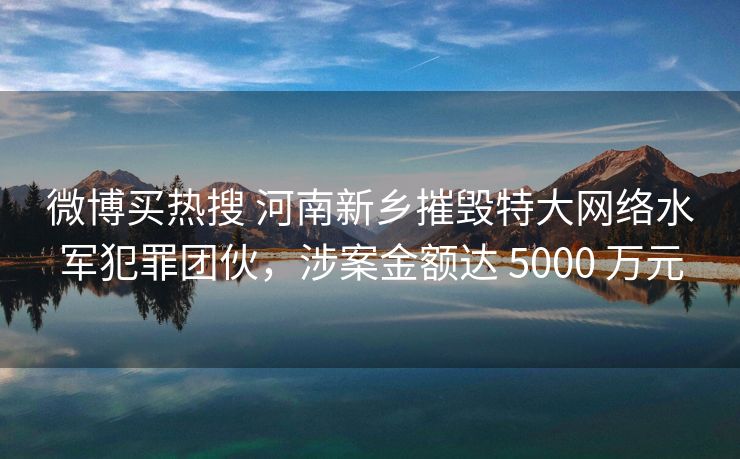 微博买热搜 河南新乡摧毁特大网络水军犯罪团伙，涉案金额达 5000 万元