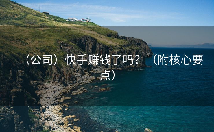 （公司）快手赚钱了吗？（附核心要点）