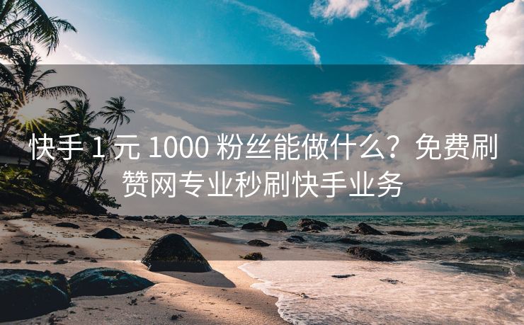 快手 1 元 1000 粉丝能做什么？免费刷赞网专业秒刷快手业务