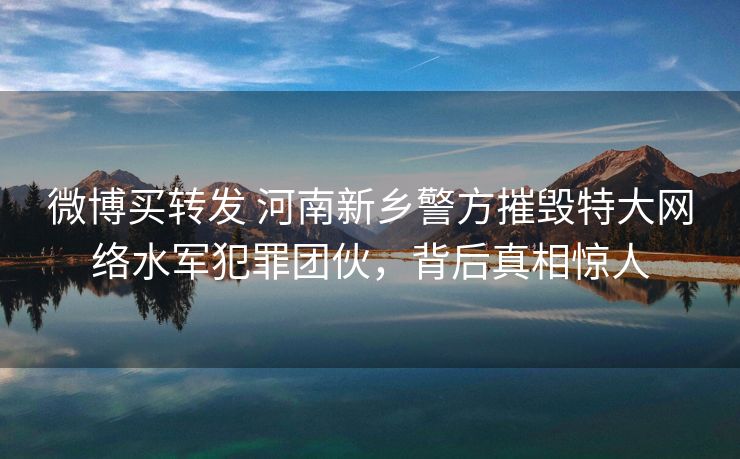 微博买转发 河南新乡警方摧毁特大网络水军犯罪团伙，背后真相惊人