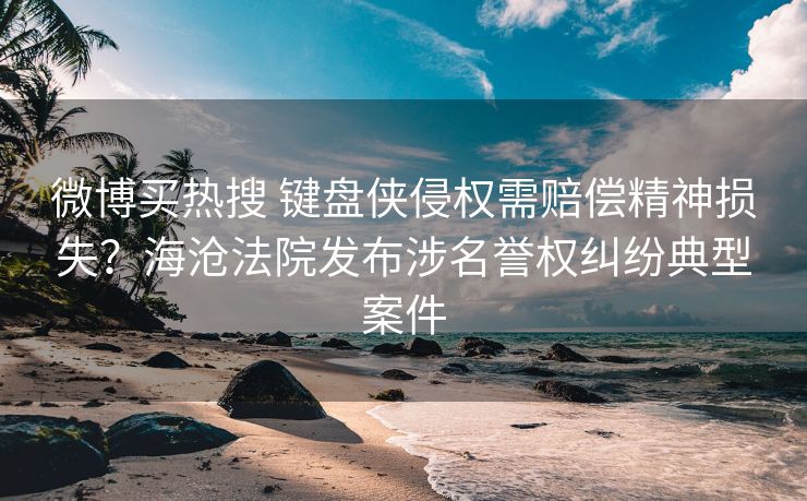 微博买热搜 键盘侠侵权需赔偿精神损失？海沧法院发布涉名誉权纠纷典型案件