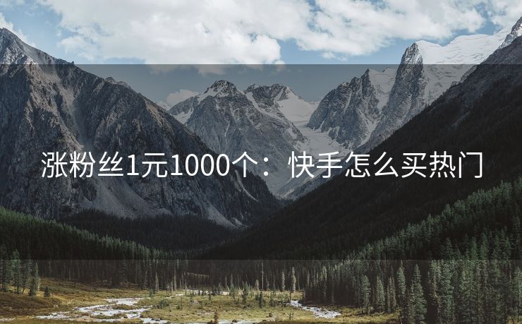 涨粉丝1元1000个：快手怎么买热门