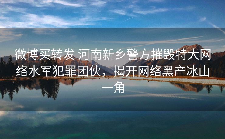 微博买转发 河南新乡警方摧毁特大网络水军犯罪团伙，揭开网络黑产冰山一角