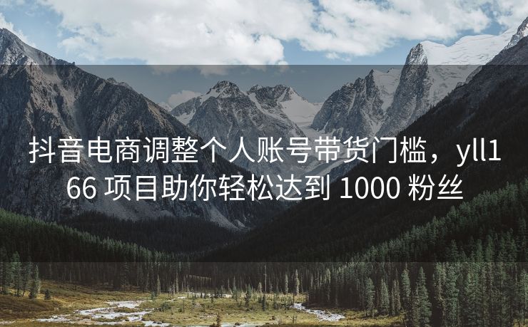 抖音电商调整个人账号带货门槛，yll166 项目助你轻松达到 1000 粉丝