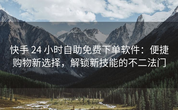 快手 24 小时自助免费下单软件：便捷购物新选择，解锁新技能的不二法门