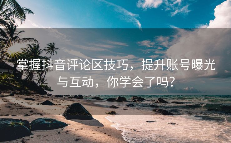 掌握抖音评论区技巧，提升账号曝光与互动，你学会了吗？