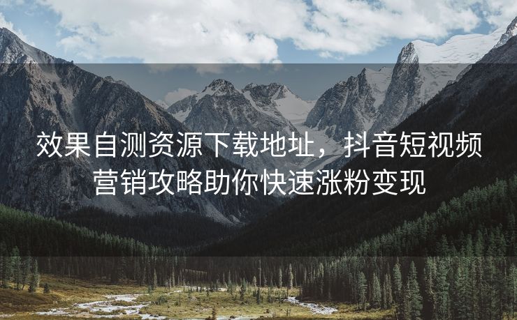 效果自测资源下载地址，抖音短视频营销攻略助你快速涨粉变现