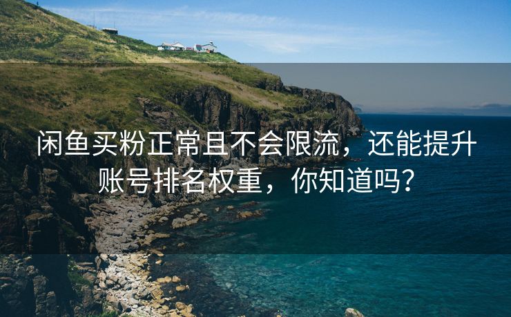 闲鱼买粉正常且不会限流，还能提升账号排名权重，你知道吗？