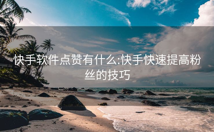 快手软件点赞有什么:快手快速提高粉丝的技巧