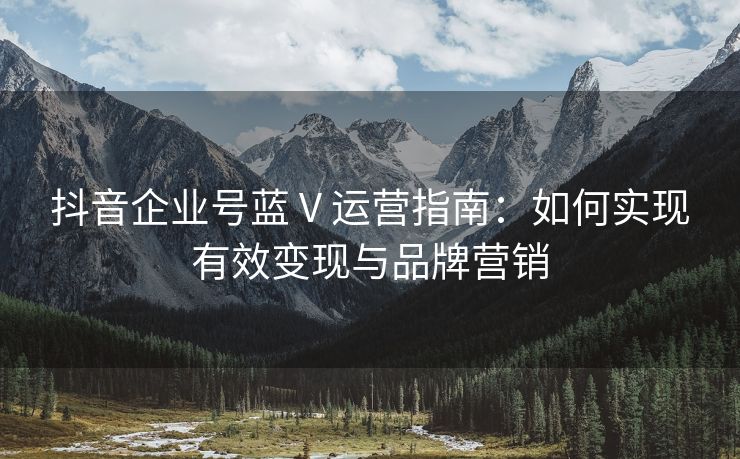 抖音企业号蓝 V 运营指南：如何实现有效变现与品牌营销