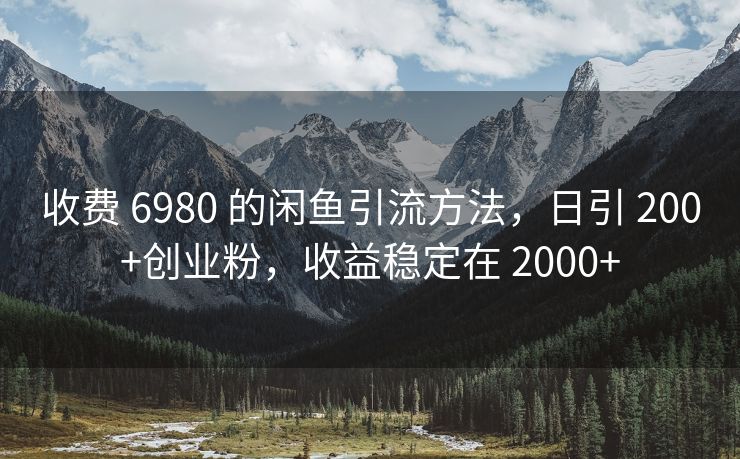 收费 6980 的闲鱼引流方法，日引 200+创业粉，收益稳定在 2000+