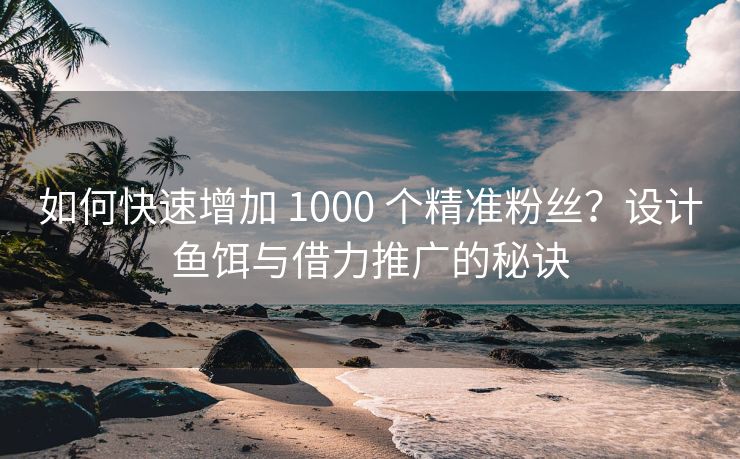 如何快速增加 1000 个精准粉丝？设计鱼饵与借力推广的秘诀