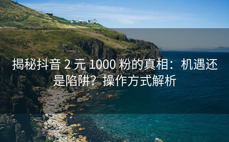 揭秘抖音 2 元 1000 粉的真相：机遇还是陷阱？操作方式解析