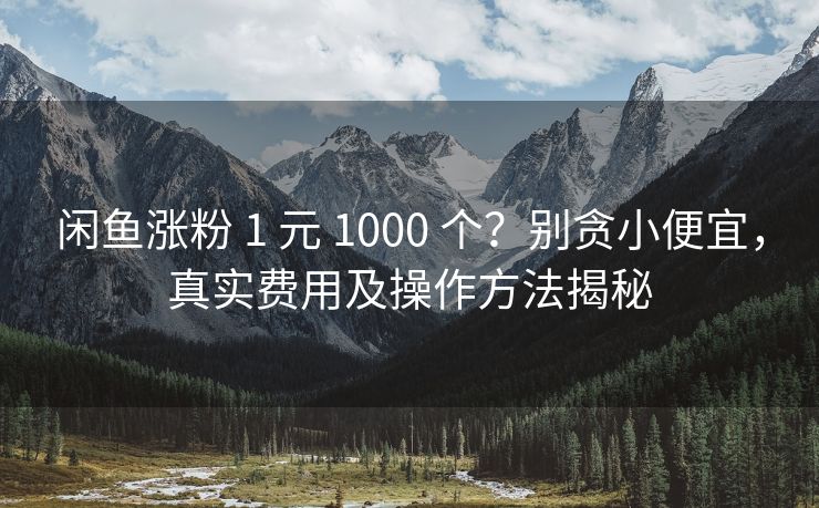 闲鱼涨粉 1 元 1000 个？别贪小便宜，真实费用及操作方法揭秘