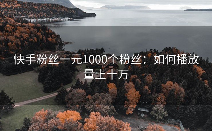 快手粉丝一元1000个粉丝：如何播放量上十万