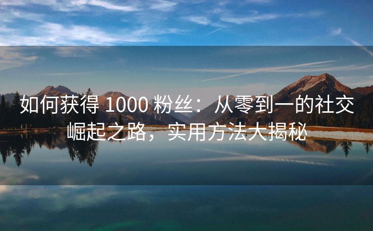 如何获得 1000 粉丝：从零到一的社交崛起之路，实用方法大揭秘