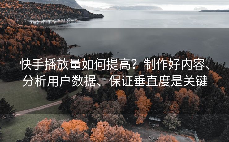 快手播放量如何提高？制作好内容、分析用户数据、保证垂直度是关键