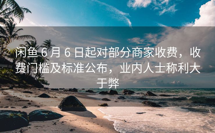 闲鱼 6 月 6 日起对部分商家收费，收费门槛及标准公布，业内人士称利大于弊