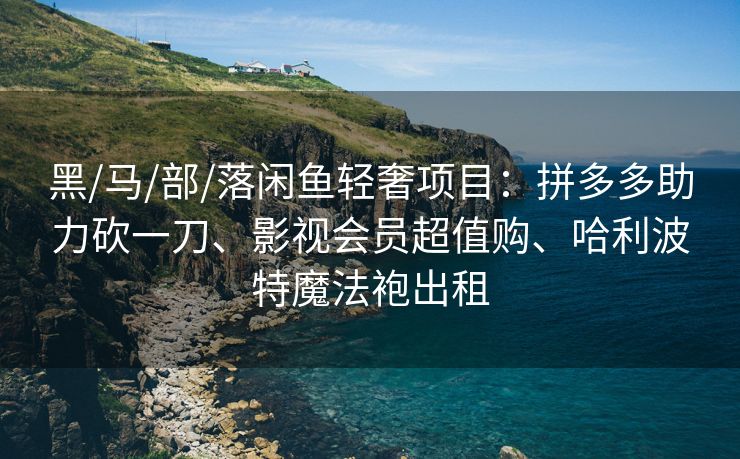 黑/马/部/落闲鱼轻奢项目：拼多多助力砍一刀、影视会员超值购、哈利波特魔法袍出租