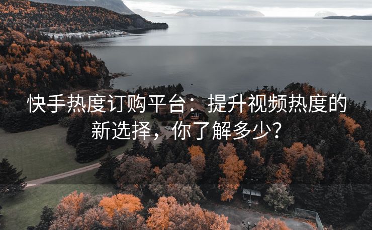 快手热度订购平台：提升视频热度的新选择，你了解多少？