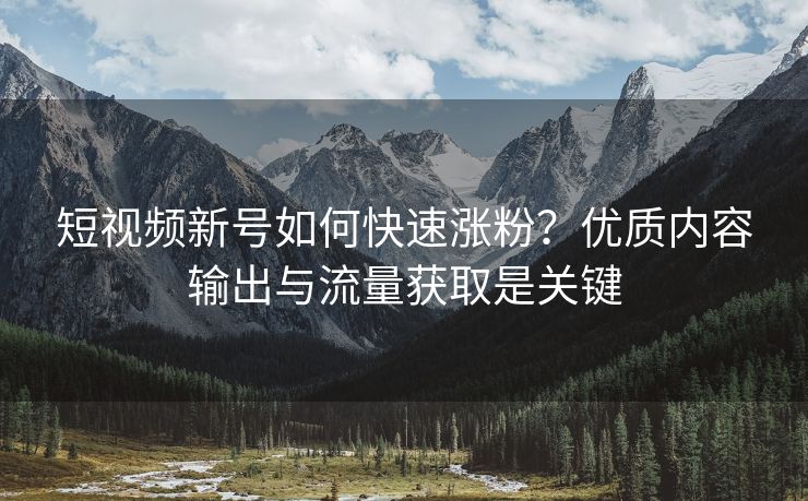 短视频新号如何快速涨粉？优质内容输出与流量获取是关键