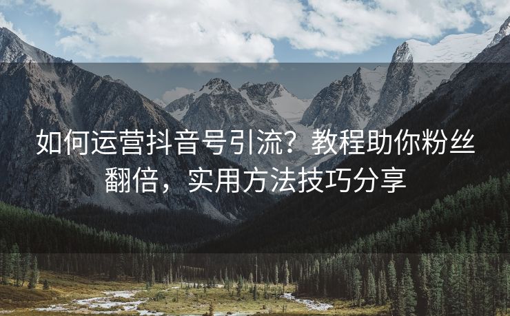 如何运营抖音号引流？教程助你粉丝翻倍，实用方法技巧分享