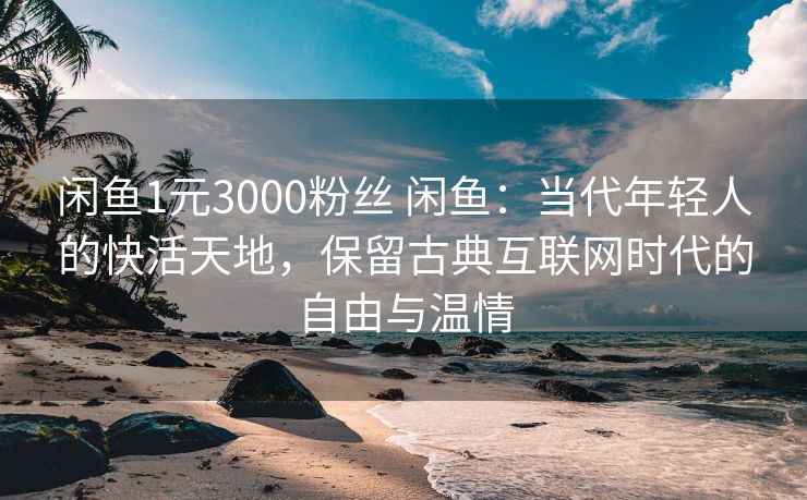 闲鱼1元3000粉丝 闲鱼：当代年轻人的快活天地，保留古典互联网时代的自由与温情