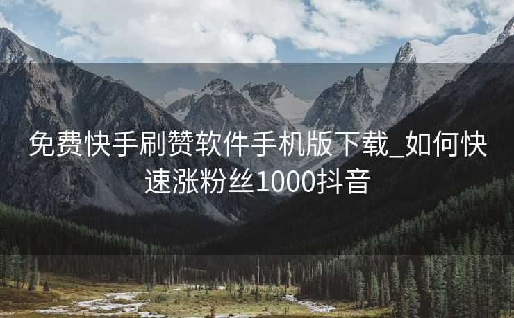 免费快手刷赞软件手机版下载_如何快速涨粉丝1000抖音