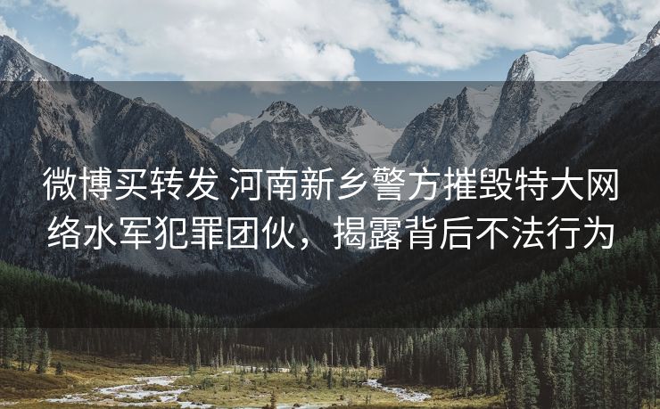 微博买转发 河南新乡警方摧毁特大网络水军犯罪团伙，揭露背后不法行为