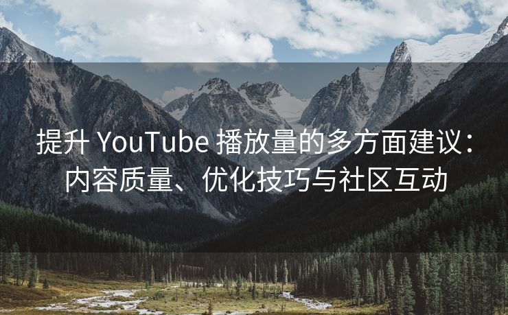 提升 YouTube 播放量的多方面建议：内容质量、优化技巧与社区互动