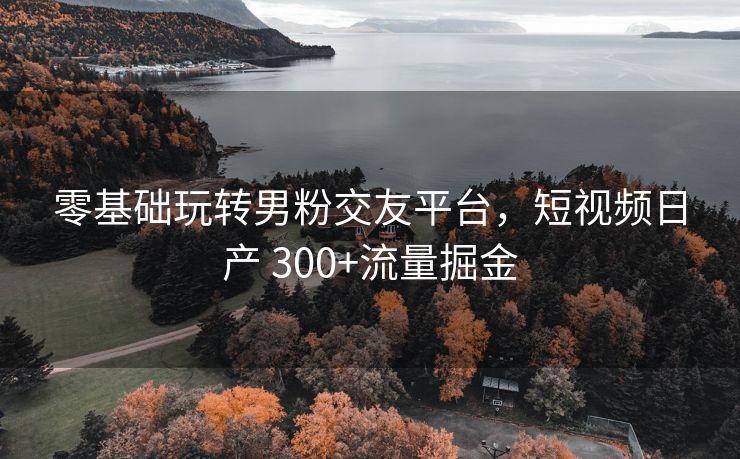 零基础玩转男粉交友平台，短视频日产 300+流量掘金