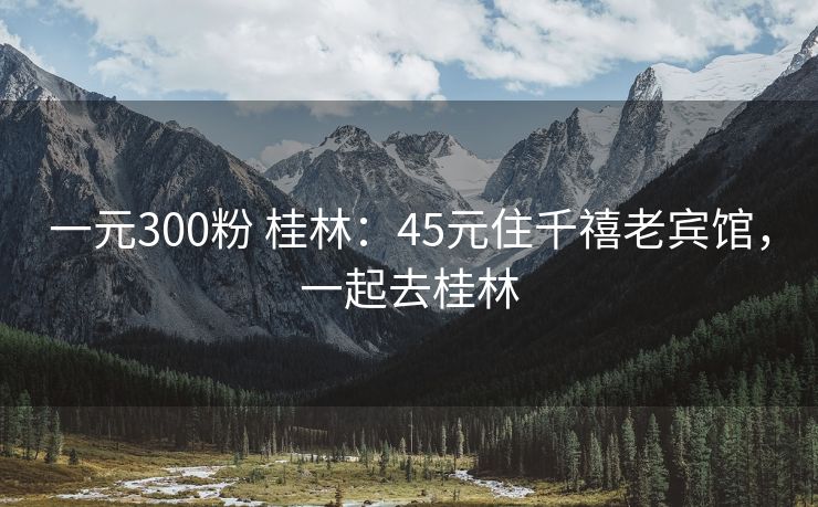 一元300粉 桂林：45元住千禧老宾馆，一起去桂林