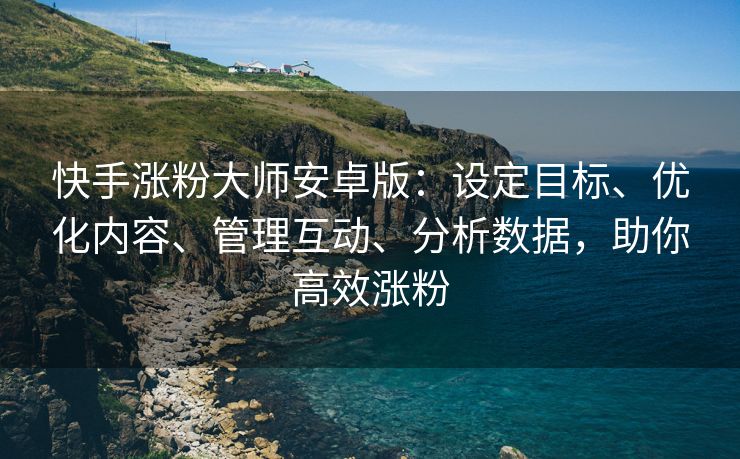 快手涨粉大师安卓版：设定目标、优化内容、管理互动、分析数据，助你高效涨粉