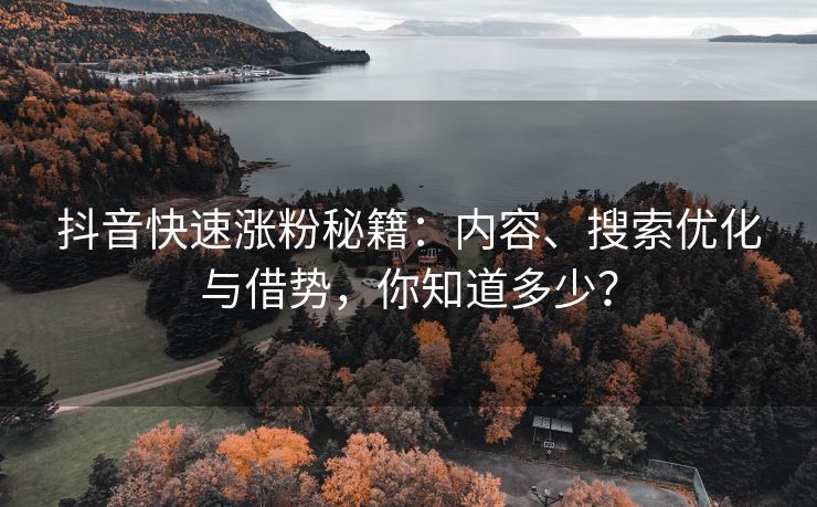 抖音快速涨粉秘籍：内容、搜索优化与借势，你知道多少？