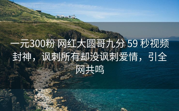 一元300粉 网红大圆哥九分 59 秒视频封神，讽刺所有却没讽刺爱情，引全网共鸣