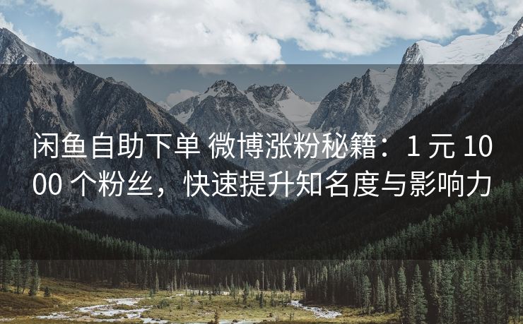 闲鱼自助下单 微博涨粉秘籍：1 元 1000 个粉丝，快速提升知名度与影响力