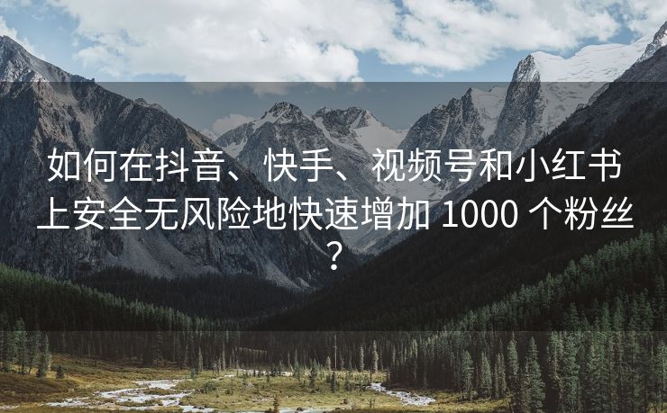 如何在抖音、快手、视频号和小红书上安全无风险地快速增加 1000 个粉丝？