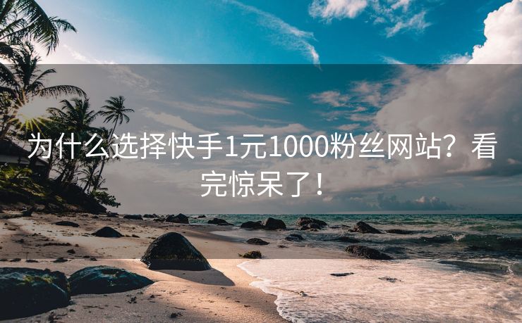 为什么选择快手1元1000粉丝网站？看完惊呆了！