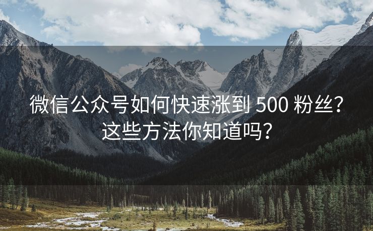 微信公众号如何快速涨到 500 粉丝？这些方法你知道吗？